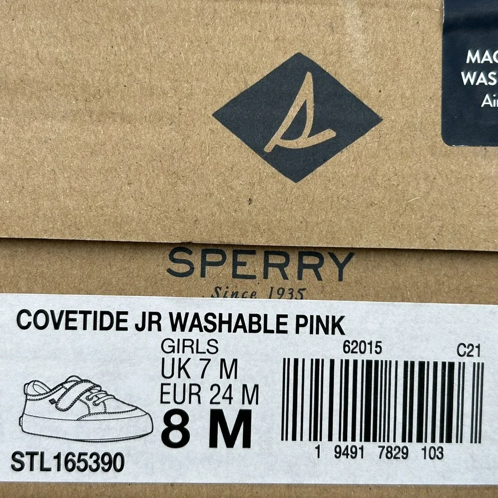 Sperry Toddler Girls Slip-on Canvas Shoes Size 8 Pink Casual Lightweight Comfort